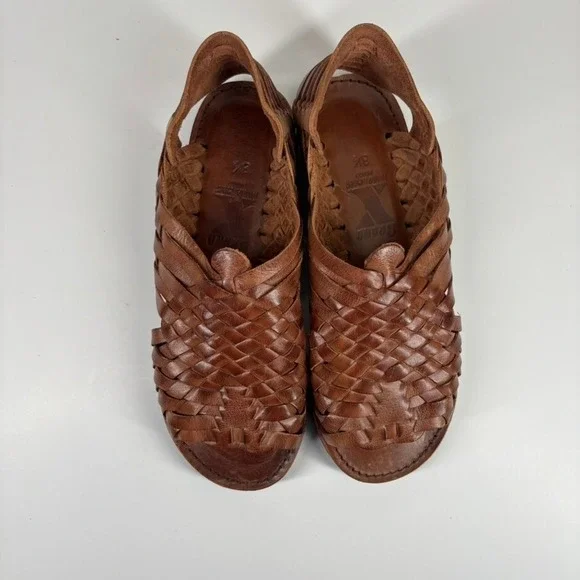 Brand X Huaraches Women's US 8.5 Brown Leather Pachuco Woven Open-Toe Sandals - Picture 8 of 16